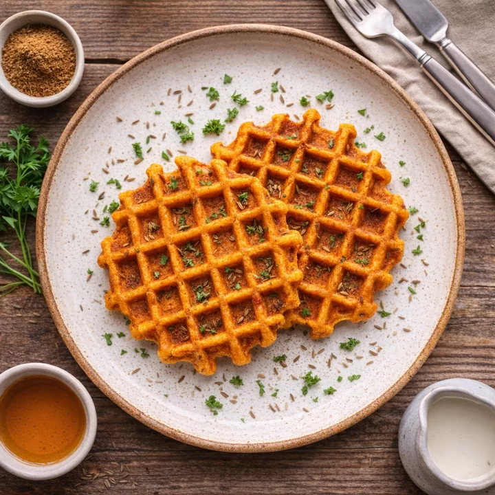 Photo du plat : gaufres de patate douce au cumin